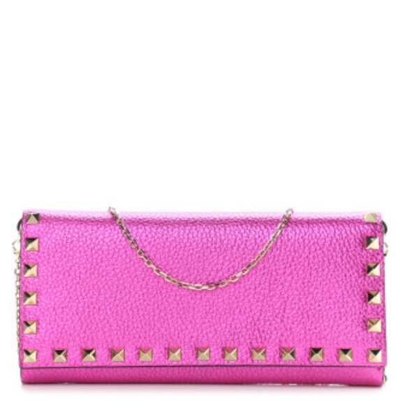 Valentino Garavani Handbags - Valentino Rockstud Wallet on a Chain in metallic peony